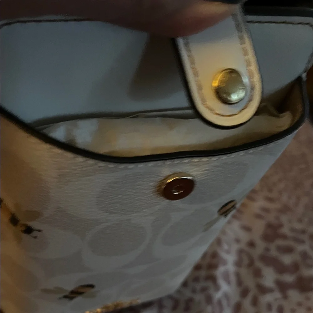 Coach White Bee Print Crossbody Phone Pouch